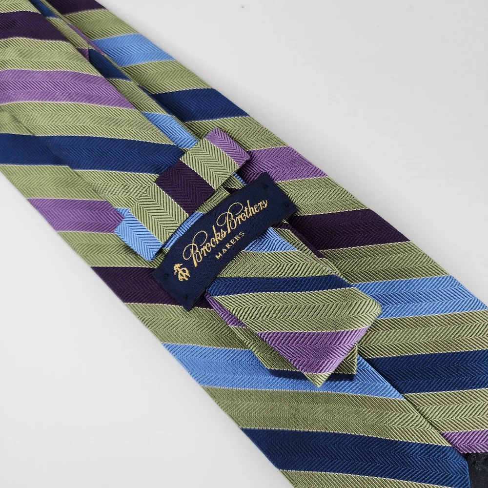 BROOKS BROTHERS MAKERS Green, Blue,Purple Stripe Tie.